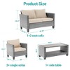 Sonkuki 4 Pieces Patio Conversation Set, Loveseat Sofa with Coffee Table, All-Weather PE Rattan Wicker Sofa - 3 of 4