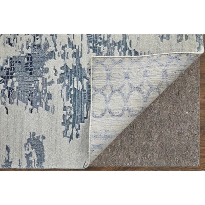 Hand-Woven Light Blue and Ivory Wool Abstract Area Rug