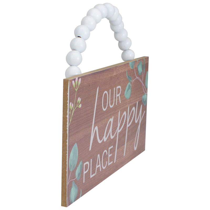 Northlight Beaded Hanger "Our Happy Place" Wall Plaque Art Decor 7.75", 3 of 5