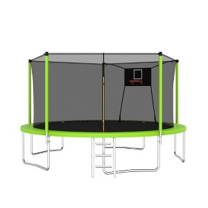 QingMoon Outdoor Trampoline,With UV-resistant Safety Net, Soft Rebound Pad,Ladder,Basketball net,Safe And Wear-Resistant Trampoline - 1 of 4