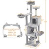 Yaheetech 69"H Large Plush Cat Tower with 2 Condos for Cats Kittens - Light Gray - 3 of 4