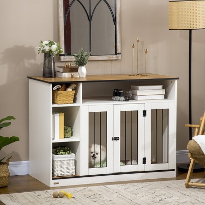 LAOTIES 47" Dog Crate Furniture with Adjustable Shelf,Wooden Dog Kennel End Table for Medium And Large Dogs,Indoor Pet Crate TV Stand