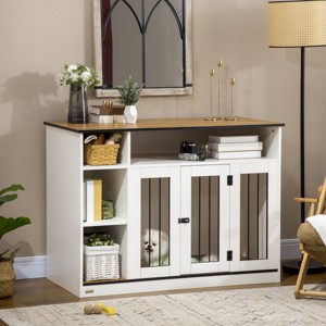 LAOTIES 47" Dog Crate Furniture with Adjustable Shelf,Wooden Dog Kennel End Table for Medium And Large Dogs,Indoor Pet Crate TV Stand - 1 of 4
