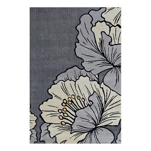 NICOLE MILLER NEW YORK Flora Grandeur Bloom Handcrafted Area Rug, Natural Wool Rug - 1 of 4