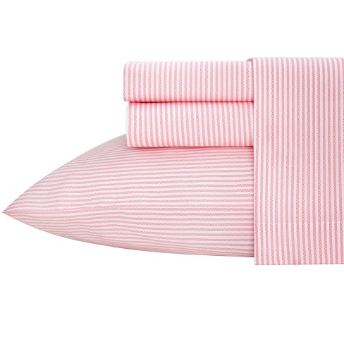 Poppy Fritz Oxford Stripe 100 Cotton Percale 3 Piece Sheet Set White Twin Target