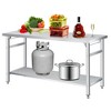 60" x 24" Stainless Steel Folding Table - 920 LBS Commercial Foldable Prep Table, Metal Worktable with Adjustable Undershelf and Lockable Casters - 3 of 4