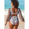 Swimsuits for All Women's Plus Size Cup Sized Chiffon Sleeve One Piece Swimsuit - image 3 of 4