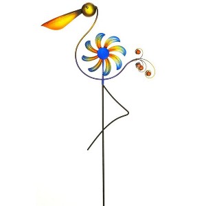 Evergreen Cheerful Summer Days Windspinner Garden Stake, Yellow/blue Bird, Short - 1 of 3