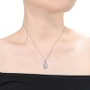 Guili Sterling Silver White Gold Plated Pear Shape CZ Pendant Necklace in White, Green, Pink, Red, or Blue, Graceful & Timeless to Complete Your Look. - 2 of 4