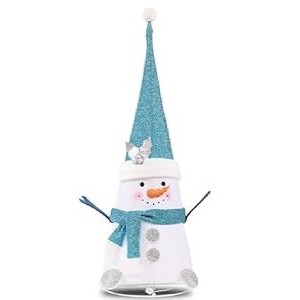 45-inch Tinsel Snowman Christmas Decor with LED Lights (Blue & White) - 1 of 3