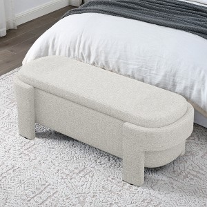 Linen Upholstered Storage Bench with Large Hidden Compartment, Comfortable Foam Cushion Seat for Bedroom, Living Room - 1 of 4