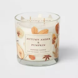 Autumn Amber & Pumpkin Botanical Glass Candle Rust - Threshold™