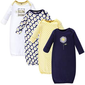 Hudson Baby Infant Girl Cotton Long-Sleeve Gowns 4pk, Daisy, 0-6 Months