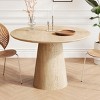 43" Modern Round Indoor Wooden Dining Table,Dining Table With MDF Tabletop,Natural Wood Pedestal Round Kitchen Dining Table-Coolbibila - 3 of 4