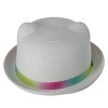 CTM Girl's Smiling Kitty Face Straw Sun Hat - 2 of 3