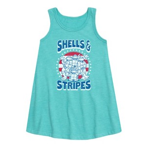 - Teenage Mutant Ninja Turtles - Shells And Stripes Graphic Sleeveless Aline Dress - 1 of 3