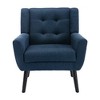 Kumasinova Modern Linen Blend Accent Chair, Ergonomic Living Room Chair, Padded Seat & Curved Arms, Comfy Armchair with Black Legs, Single Sofa Chair - 3 of 4