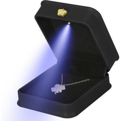 Necklace Pendant Gift Box with LED Light, Leather Jewellry Storage Display Case