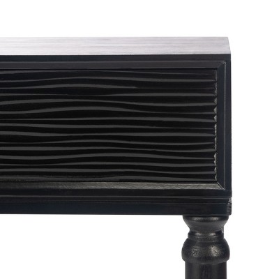 Noir Carved Wood Accent Table with Storage Drawer