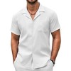 COOFANDY Men's Casual Button Down Shirts Short Sleeve Summer Beach Shirt Fashion Textured Shirts with Pocket - 3 of 4