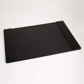Bey-Berk Faux leather Desk Pad with Side Rail 17"" x 26"" Black (D413) 