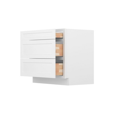 HOMLUX Easy-DIY Shaker White Ready to Assemble Drawer Base Kitchen Cabinet With 3-Drawers