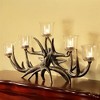 SPI Home Antler Votive Candelabra – 27" Wide Rustic Candle Holder with Faux Antler Design and 5 Glass Votive Cups - 2 of 3