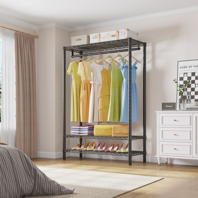 Black 3-Tier Wire Freestanding Closet System