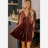 Amaryllis Women’s Velvet Long Sleeve V Neck Empire Waist Mini Dress with Gathered Bust - 4 of 4