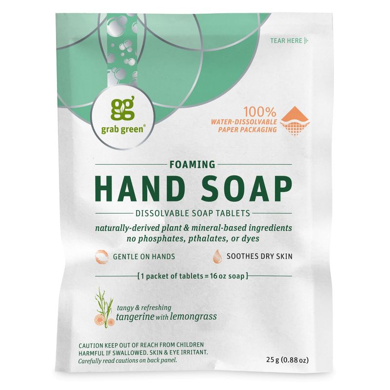 Grab Green Mindful Foaming Hand Soap Dissolvable Tablets, Tangerine with Lemongrass Scent, 1 of 5