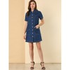 Allegra K Women's Jean Casual Collared Belted Button Down Denim Shirt Dress - 2 of 4