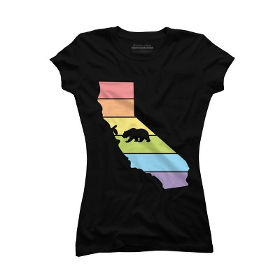 Adult Design By Humans California State Bear Pride Rainbow Flag By mellowrainbowT-Shirt