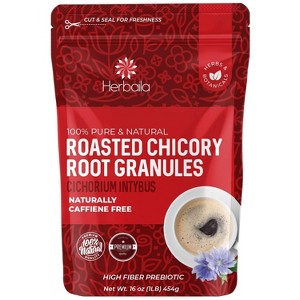 Herbaila Roasted Chicory Root Granules – Caffeine-Free Coffee Substitute, Rich in Inulin Prebiotic Fiber – 1lb Bulk Bag, Keto & Kosher - 1 of 4