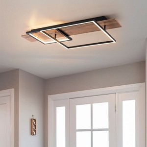 LLHZSY Integrated LED Rectangle Wood Semi Flush Mount Ceiling Light for Hallway Foyer - 29 1/2" - 1 of 4