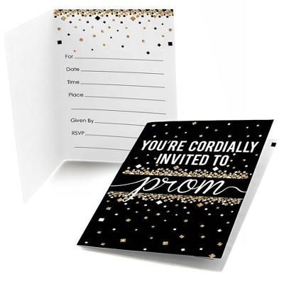 Big Dot of Happiness Prom - Fill In Prom Night Party Invitations (8 count)