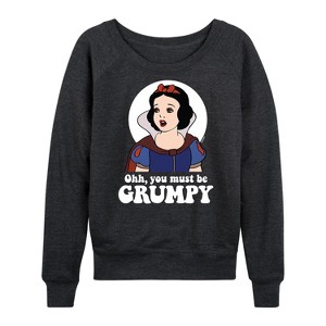 Women's - Disney Princess - You Must Be Grumpy Lightweight French Terry Wide Neck Long Sleeve Shirt - 1 of 4
