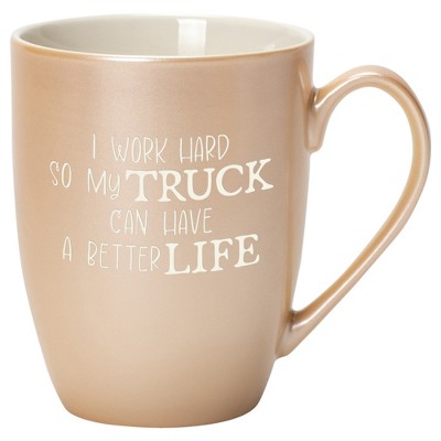 Elanze Designs I Work Hard So My Truck Can Have A Better Life Pearlescent Sand 10 ounce New Bone China Coffee Cup Mug