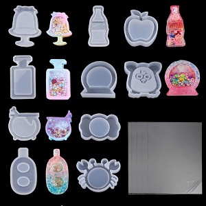 JDICTION 10 Pcs Shaker Mold Set with 5 Films, Quicksand and Geometric Epoxy Resin Mold for Keychain Pendant, DIY Jewelry Making Craft Supplies - 1 of 4