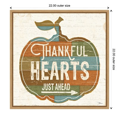 Thankful Hearts Autumn Harvest Canvas Wall Art with Maple Frame