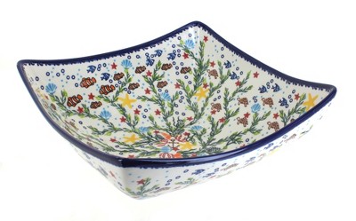 Blue Rose Polish Pottery 162 Vena Large Square Bowl