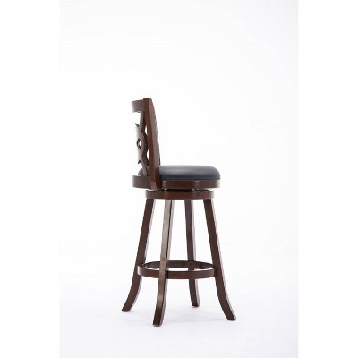 Cappuccino Leatherette 360 Swivel Wood Barstool