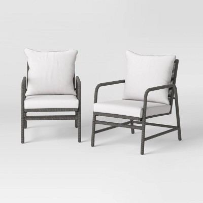 Granby 2pk Padded Wicker Club Chairs - Gray - Threshold™