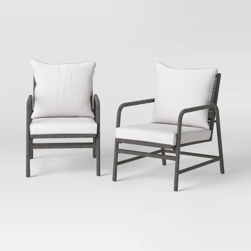 2pc Granby Padded Wicker Outdoor Patio Chairs, Club Chairs Gray - Threshold&#8482;, 1 of 13