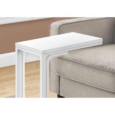 White Metal and Wood Rectangular C-Shaped Accent Table