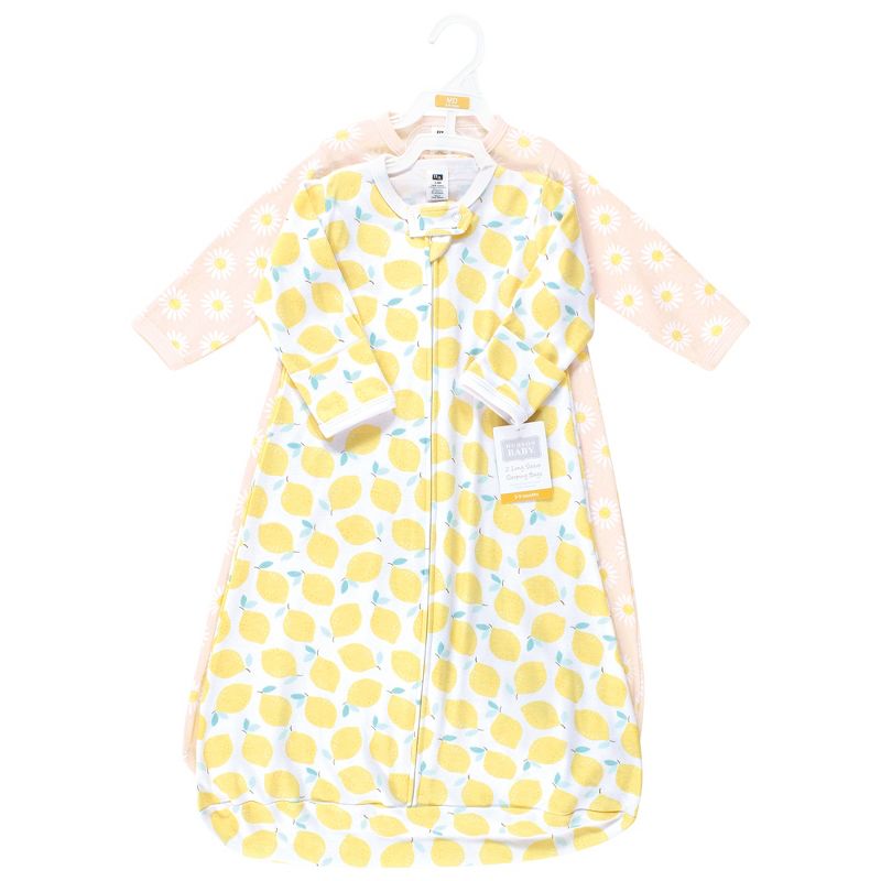 Hudson Baby Infant Girl Cotton Long-Sleeve Wearable Sleeping Bag, Sack, Blanket, Lemon Daisy Long Sleeve, 2 of 5