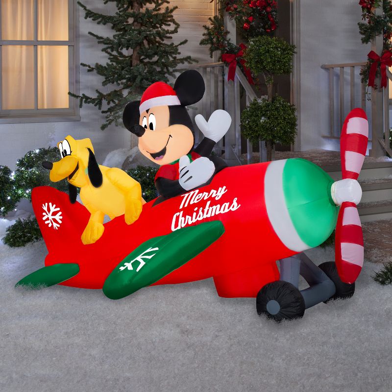 Gemmy Animated Airblown Inflatable Mickey and Pluto Clubhouse Airplane Scene w/LEDs Disney , 4.5 ft Tall, 2 of 5