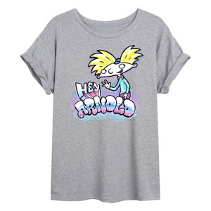 Women's - Hey Arnold! - Airbrush Arnold Oversized Graphic T-Shirt - 1 of 4