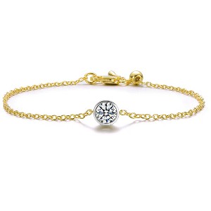 Guili Two-Tone Chain Bracelet with Clear Bezel Set Solitaire Cubic Zirconia for a Modern, Minimalist Look with Subtle Sparkle and Everyday Charm - 1 of 2