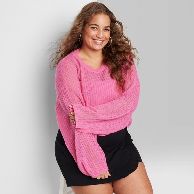 Plus Size Pink Sweaters : Target