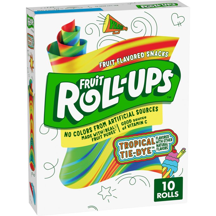 Betty Crocker Fruit Roll-Ups Tropical Tie-Dye Snacks - 10ct/5oz: Gluten-Free, Plant-Based, 1 of 8